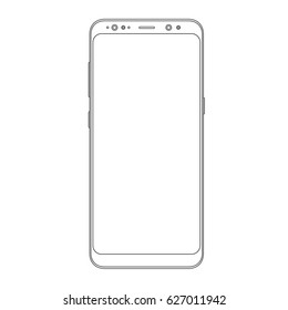 Outline drawing modern smartphone. Elegant thin line style design.