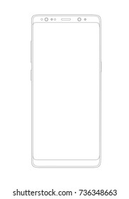 Outline drawing modern smartphone. Elegant thin line style design vector illustration of frameless display smartphone.