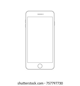 Outline drawing modern smartphone. Smartphone outline mock up vector design template. Mobile phone line icon. Doodle cellphone. Outline drawing smartphone. Smartphone outline icon. Modern mobile phone