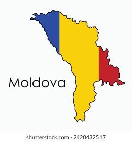 Esquema del mapa de la bandera de Moldavia. Ilustración vectorial.
