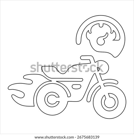 Outline Drawing of a Motorcycle with Flames and Speedometer motorbike bike