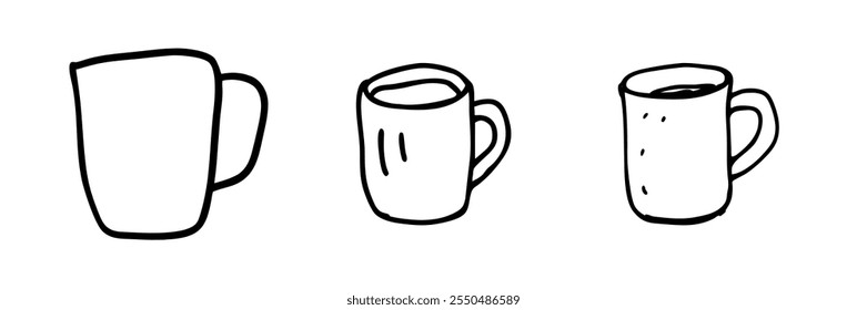 Outline drawing of a mug, symbolizing beverages or relaxation.