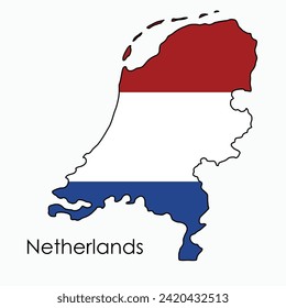 Outline drawing of Netherlands flag map. Vector illustration.
