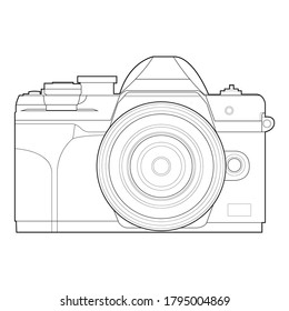 Umrisszeichnung alter Retro-Digitalkamera-Gadget-Vektorgrafiken