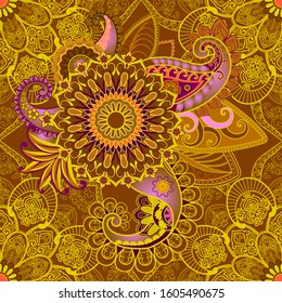  Outline drawing of oriental patterns in a beautiful design on a separate background.