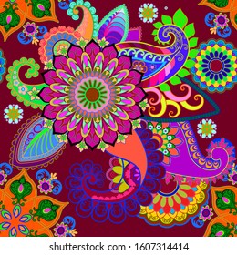  Outline drawing of oriental patterns in a beautiful design on a separate background.