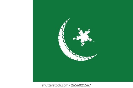 Outline Drawing of Pakistani Flag Featuring Crescent Moon and Star Symbol in Minimalist Vector Design Format