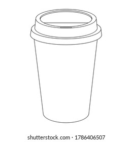 outline drawing of paper or plastic hot coffee cup with blank copy space use for your design vector illustrations
