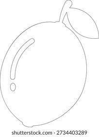Outline drawing of a passion fruit with leaf and stem on a white background