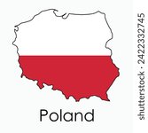 Outline drawing of Poland flag map. Vector illustration.