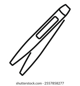 Outline drawing of professional cosmetic tweezers for eyebrow correction, beauty salon equipment