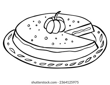 Outline drawing pumpkin pie