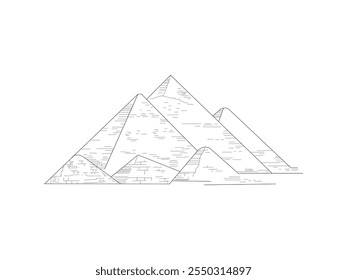 Dibujo de las pirámides de Giza - Dibujo de Vector del Lugar famoso egipcio