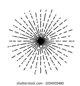 Outline drawing of rays of the sun in vintage style. Tattoo flesh design, yoga logo. Boho print, poster, t-shirt textile. Anti stress book. Isolated vector illustration.
