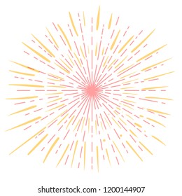 Outline drawing of rays of the sun in vintage style. Tattoo flesh design, yoga logo. Boho print, poster, t-shirt textile. Anti stress book. Isolated vector illustration.