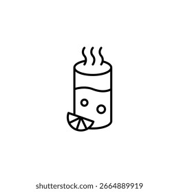 Outline Drawing Of Refreshing Citrus Beverage With Rising Vapor Emanating Above Glass