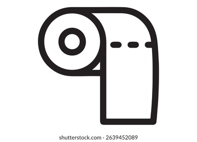 Outline drawing of a roll of toilet paper on a white background