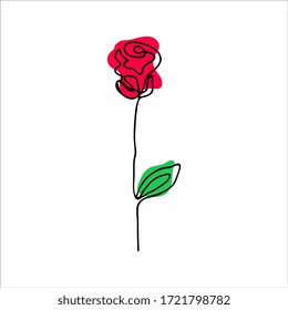 Outline drawing of a rose. Hand drawing. Linear style. Isolated object. Vector.