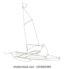 outline drawing of a sailing boat. vector line drawing. one line