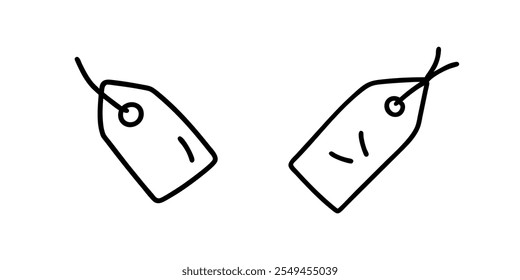 Outline drawing of a sale tag, symbolizing discounts or shopping.