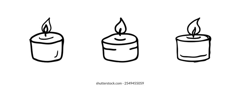 Outline drawing of scented candles, symbolizing relaxation or decor.