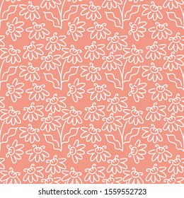 Outline drawing seamless background. Hand drawn flowers . Suitable for backgrounds, invitations, Wallpapers, packaging design and other surfaces.