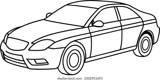 Outline Drawing of a Sedan Car for Coloring Activities