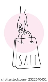 
esquema del paquete de compras para la promoción del día de la venta de descuento, moda y compras, ilustración elegante.