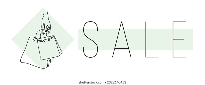 
Umrisszeichnung des Einkaufspakets für Tagesfokussierung Rabatt Verkauf, Mode und Shopping, elegante Illustration.