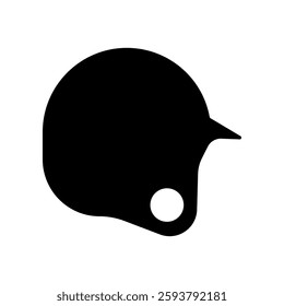 Outline Drawing of a Single Baseball Helmet Icon on White Background