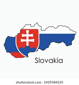 Umrisszeichnung der slowakischen Flaggenkarte. Vektorgrafik.