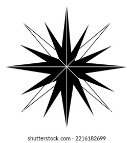 Outline drawing of a snowflake on a transparent background in a minimalist style. Line art. Isolate