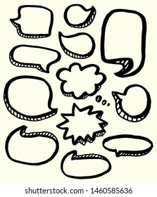 Outline drawing speech bubble. Hand drawn comic style speech bubble. Speech bubble illustration. black and white outline speech bubble