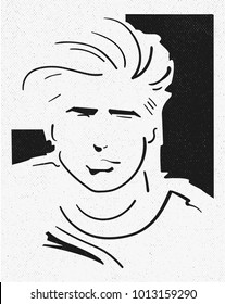 Outline drawing of stylish man. Vector illustration.