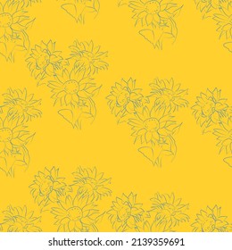 Dibujo de esquema de girasol, ilustración vectorial. Patrón sin foco.