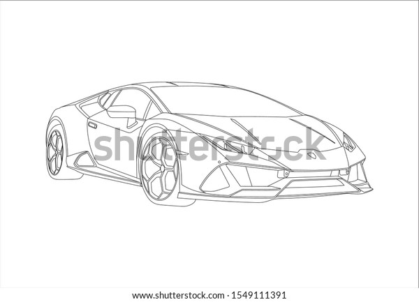 outline\
drawing of super car. Lamborghini\
Huracan.