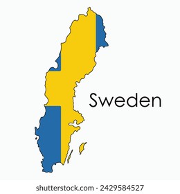 Dibujo esquemático del mapa de la bandera de Suecia. Ilustración vectorial.
