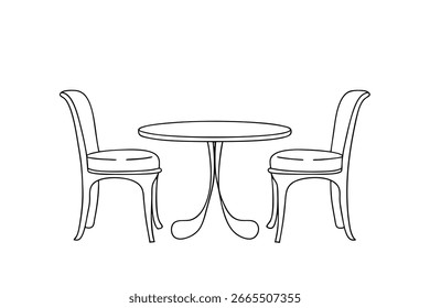 Contorno do desenho de cadeiras de mesa