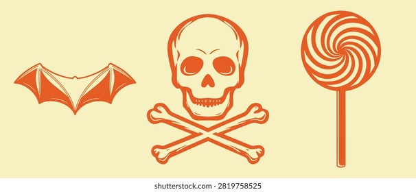 Outline drawing three halloween