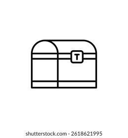 Outline drawing of a treasure chest, isolated symbol of concealed riches