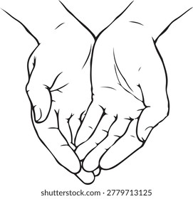 Outline drawing two hands