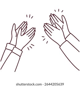 Outline drawing of two hands giving a high five, style with motion lines indicating a celebratory gesture or greeting