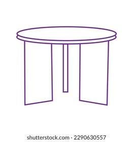 Dibujo de esquema. Ilustración vectorial aislada en fondo blanco.Icono de doodle dibujado a mano en la mesa redonda. Ilustración de boceto vectorial de tabla de café para impresión, web, móvil e infografía .