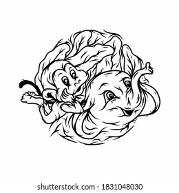 outline drawing of zoo logo vector
