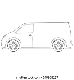 Outline drawings delivery car vector icon, delivery truck, delivery service