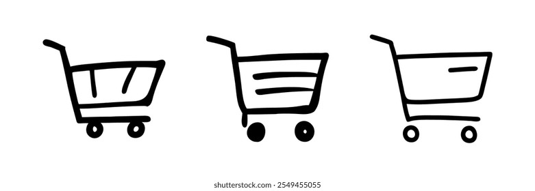 Outline drawings of shopping carts, symbolizing e-commerce or retail.