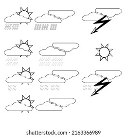 Outline drawings of weather objects
