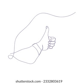 Outline drawn,  hand and heart. Continuous line drawing of hand holding heart.