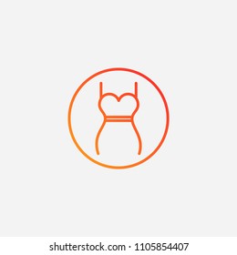 Outline dress icon,gradient illustration,vector fashion sign symbol