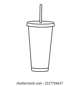 the outline of the drink container and straw is black